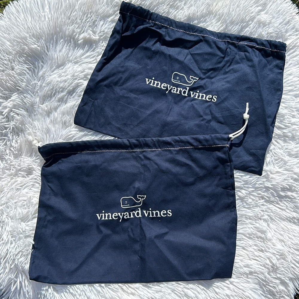 🩶5/$30 Vineyard Vines Set of 2 Navy Blue Drawstring Shoe Travel Bags 14”x10” - Picture 2 of 9